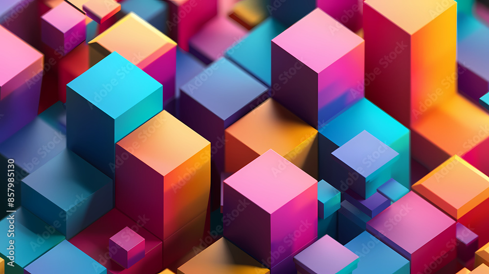 Colorful 3D cubes background Colorful 3D cubes background