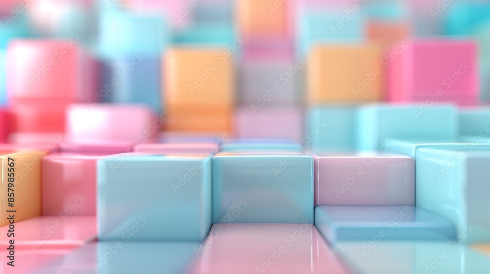 Obraz premium Abstract Pastel-Colored 3D Geometric Blocks Creating a Modern and Playful Pattern