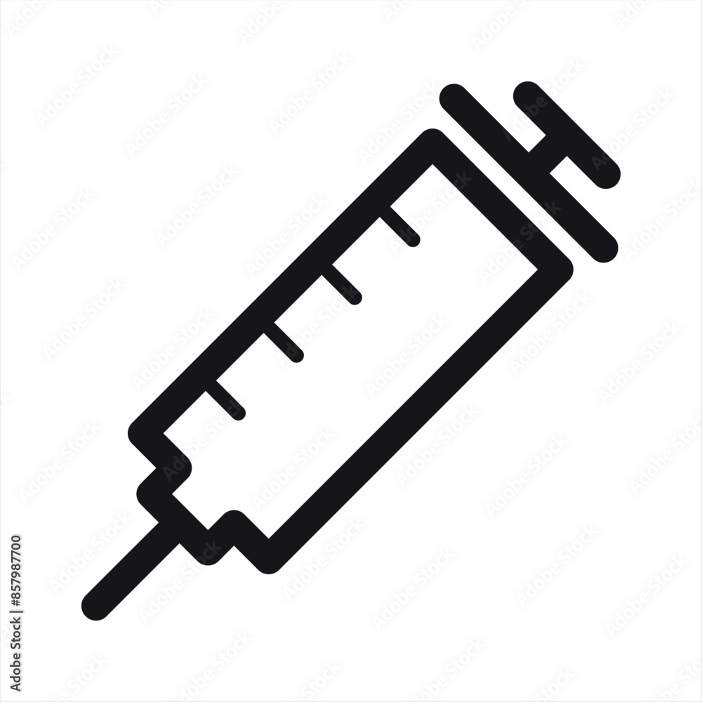 Empty syringe line icon, Isolated.Medical syringe injection icon vector flat style Empty syringe line icon, Isolated.Medical syringe injection icon vector flat style