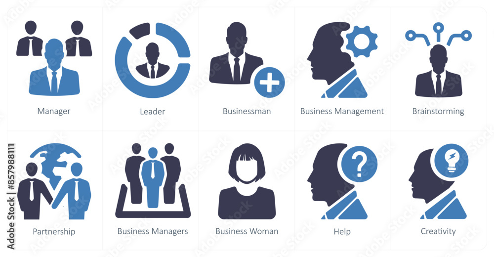 Fototapeta premium A set of 10 web marketing icons as manager, leader, businessman