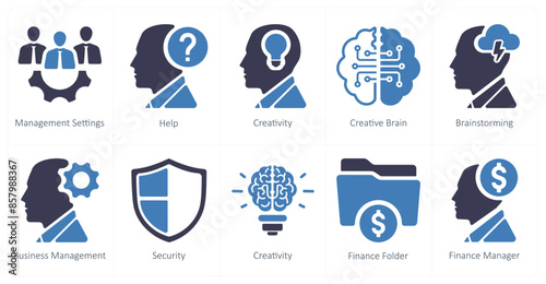 A set of 10 web marketing icons as management settings, help, creativity
