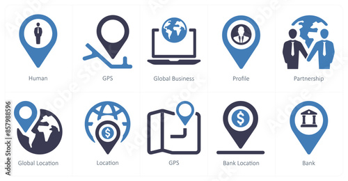 A set of 10 web marketing icons as human, gps, global business