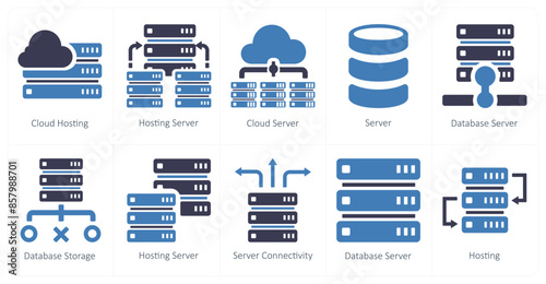 A set of 10 web marketing icons as cloud hosting, hosting server, cloud server