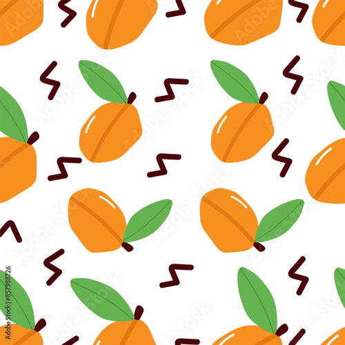 Organic Peach fruits seamless pattern