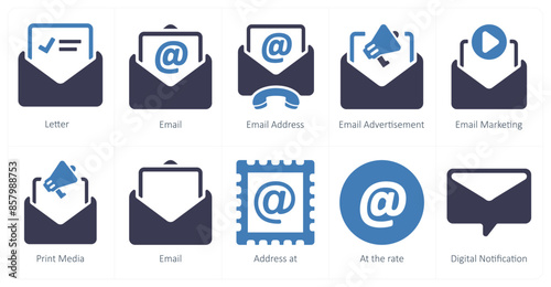 A set of 10 web marketing icons as letter, email, email address