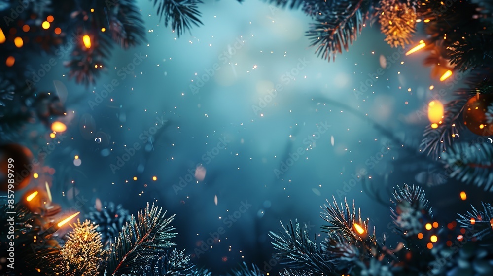 Fototapeta premium Christmas sparkles on a blue background