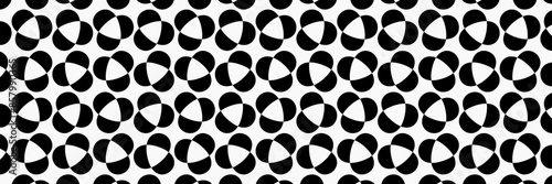 Illustration, vector, Geometry and semicircle, triangle, flower, pattern,  geometric, overlapping, orderly arrangement background, black and white, banner, website.
