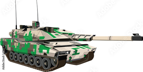 vector image, battle tank seen from the right side