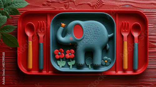 Generative ai illustration of a Childrens Mealtime Set