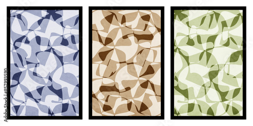 Set of 3 Abstract illustration in vintage style. For use in graphics, for wall decor. .