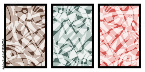 Set of 3 Abstract illustration in vintage style. For use in graphics, for wall decor. .