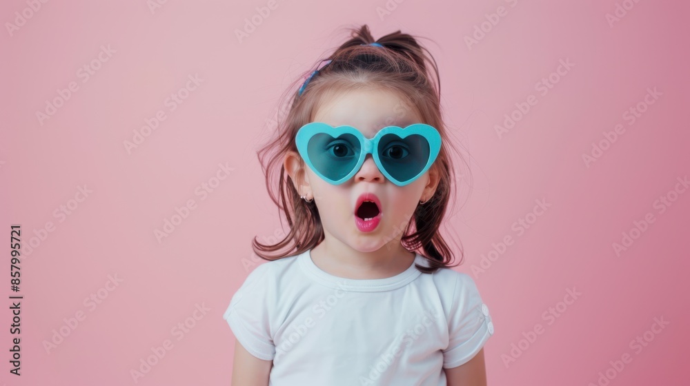 The girl with heart sunglasses The girl with heart sunglasses