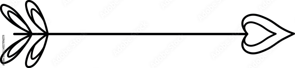Vector isolated one single bow arrow. Black contour line. Hand drawn arrow Vector isolated one single bow arrow. Black contour line. Hand drawn arrow