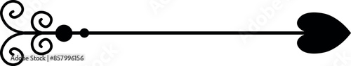 Vector isolated one single bow arrow. Black contour line. Hand drawn arrow