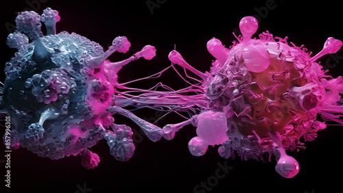 A comparative animation of a healthy cell and a cancer cell with the latter showing disrupted ubiquitinproteasome system leading to the accumulation of cancerpromoting proteins. photo