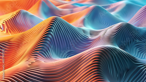 Minimalist textured color gradient waves background, AI generative