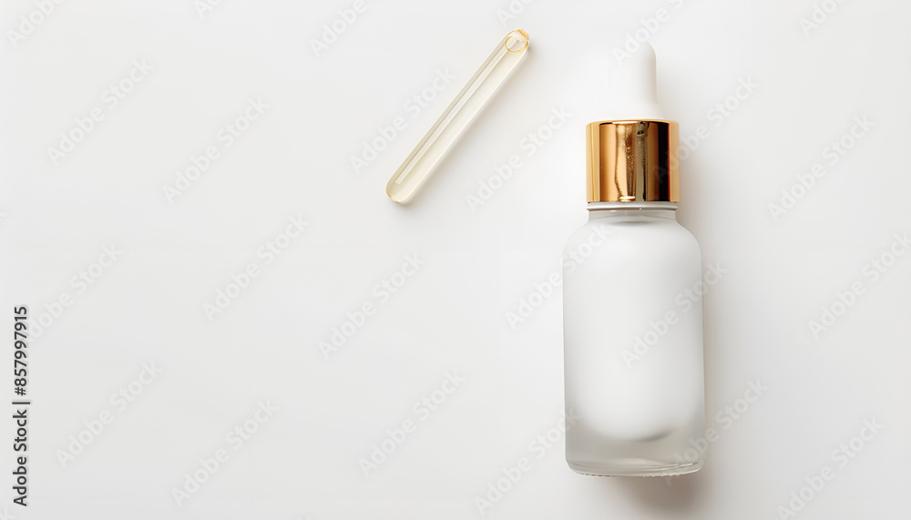 Serum on white background, top view. Skin care product Serum on white background, top view. Skin care product