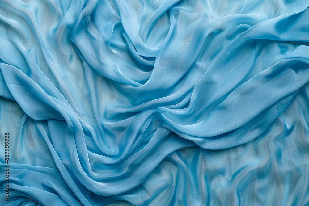 Fototapeta premium Serene blue silk fabric texture with elegant wavy folds