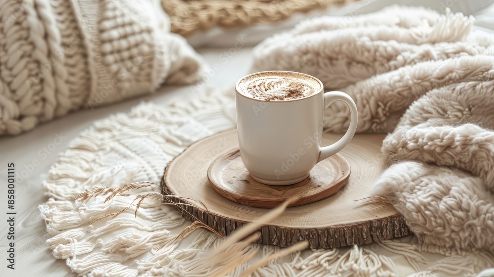 Warm hot cocoa in festive mug Warm hot cocoa in festive mug