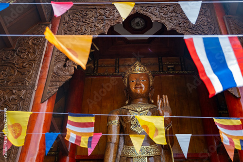 Buddha Statue with Flags