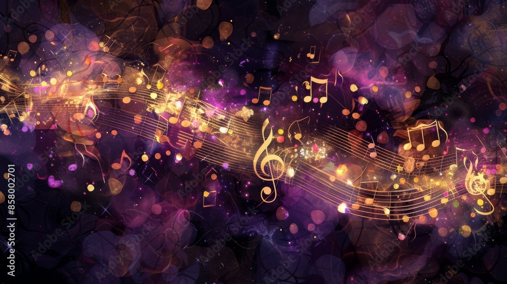 Abstract Music Notes with Cosmic Background Abstract Music Notes with Cosmic Background