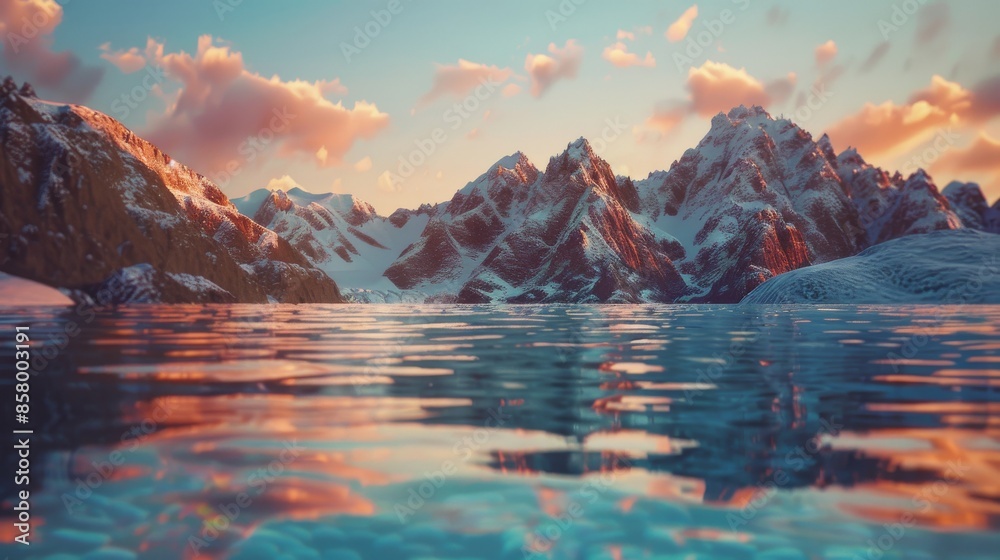 Obraz premium Sunset Over Snow-Capped Mountains