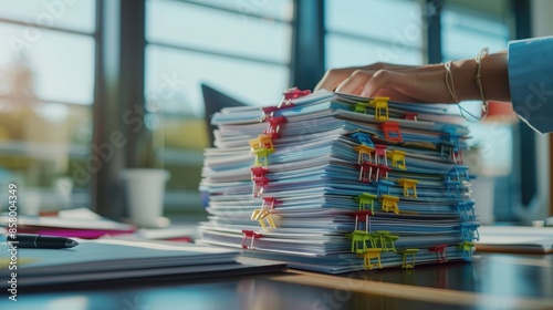 The stack of office documents photo