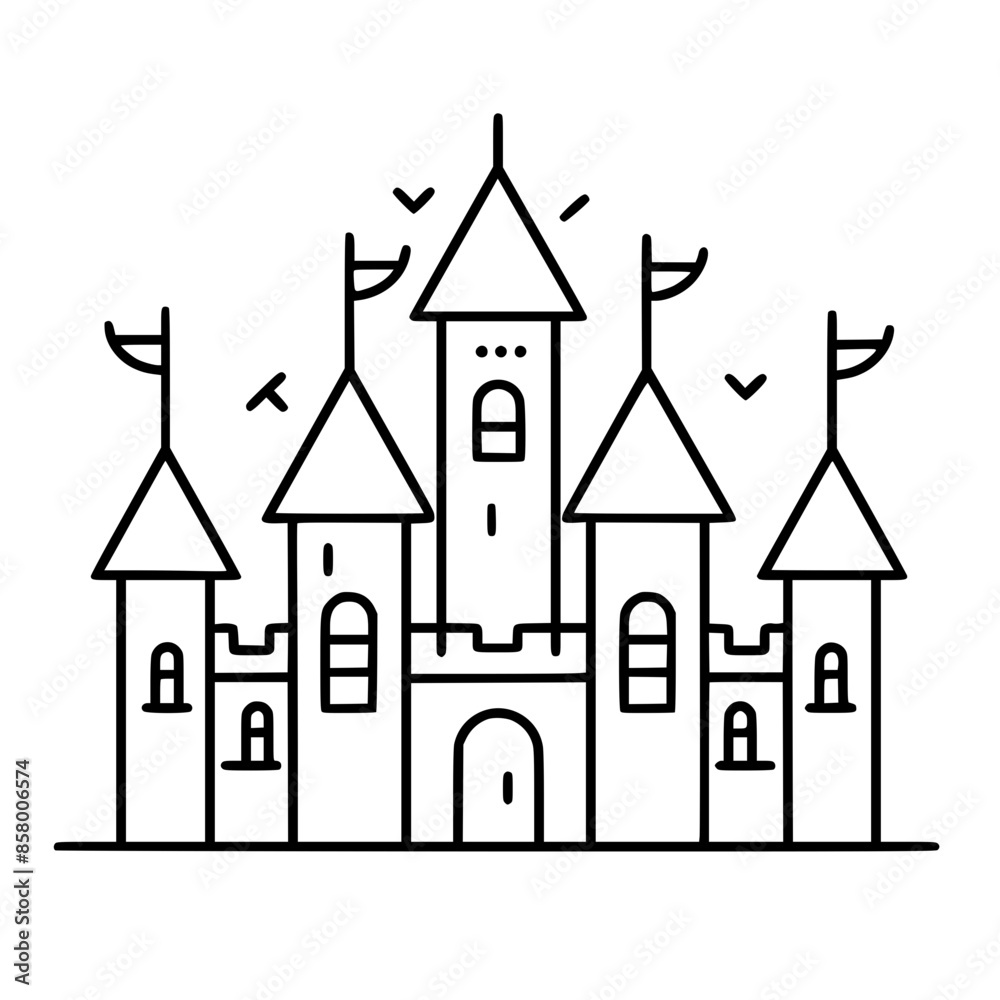 Vetor do Stock: Princess palace, castle icon, castle, Castle png, Line ...