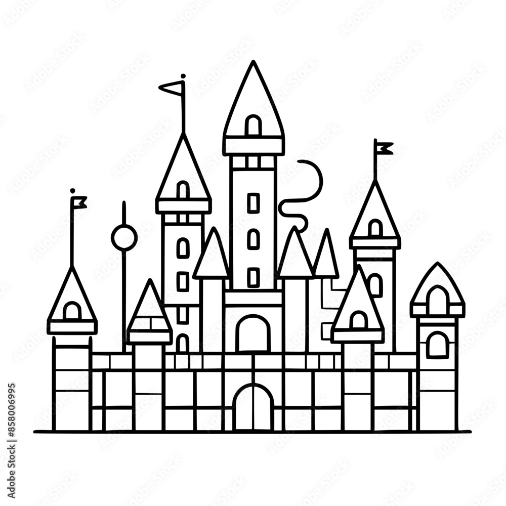 Princess palace, castle icon, castle, Castle png, Line Art Castle ...