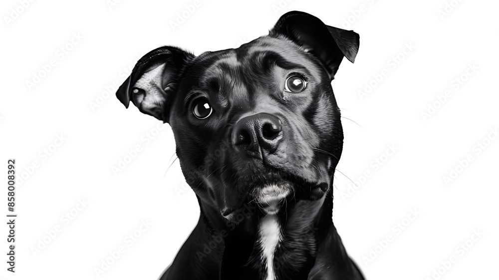 Thoughtful Black Pit Bull Terrier in Black and White Thoughtful Black Pit Bull Terrier in Black and White