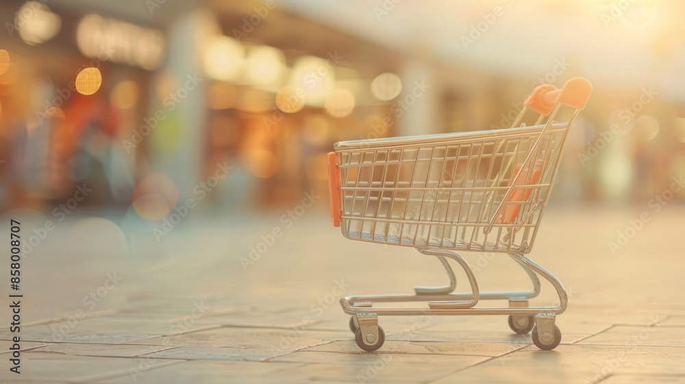 Shopping cart overflowing with household items Shopping cart overflowing with household items