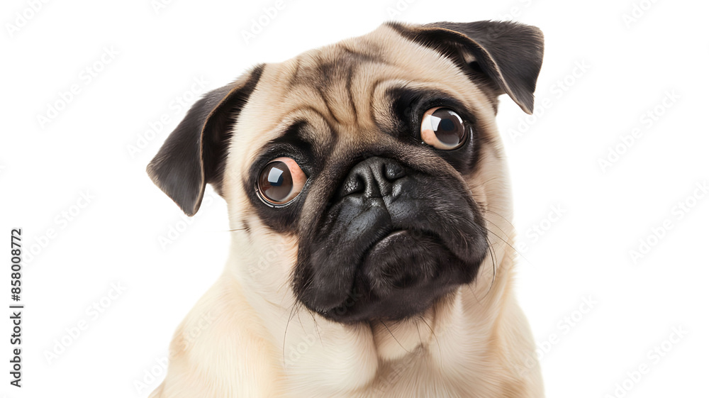 Curious Pug Dog with Wide Eyes Curious Pug Dog with Wide Eyes