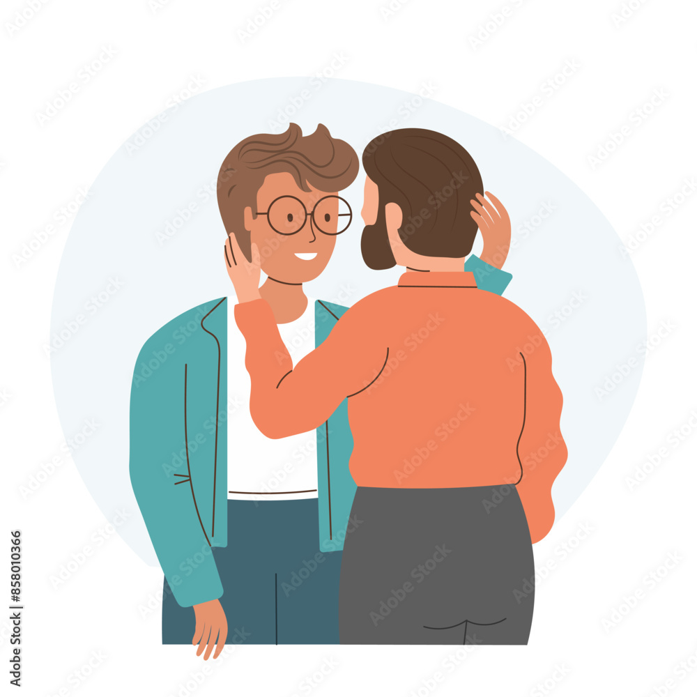Couple of lovers. Men hug. Friendship, support and love concept. Illustration, vector Couple of lovers. Men hug. Friendship, support and love concept. Illustration, vector