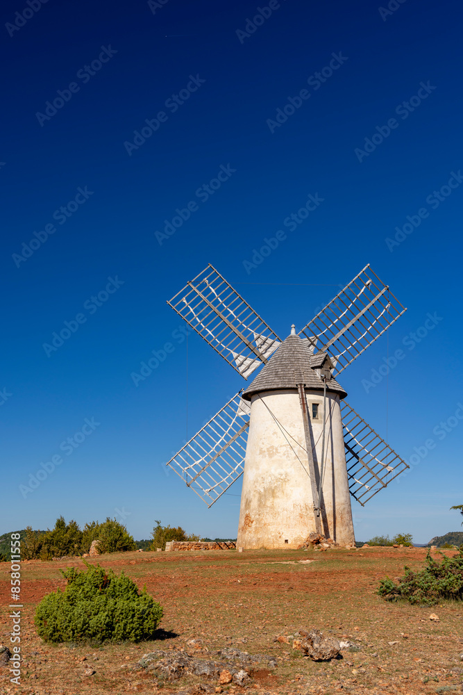 Windmill (Le Moulin de Redounel), La Couvertoirade in Larzac, Aveyron, France Windmill (Le Moulin de Redounel), La Couvertoirade in Larzac, Aveyron, France