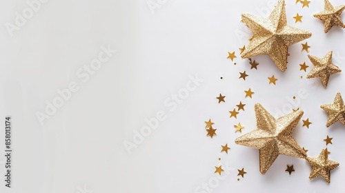Gold star decoration, on white background