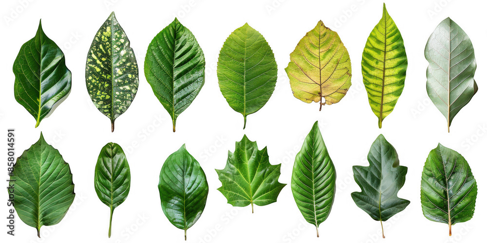 Assorted Green Leaves in a Row Assorted Green Leaves in a Row