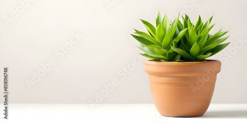 Potted Senecio Rowley House Plant on a White Background. Concept Houseplants, Potted Plants, Senecio Rowley, White Background, Indoor Gardening photo