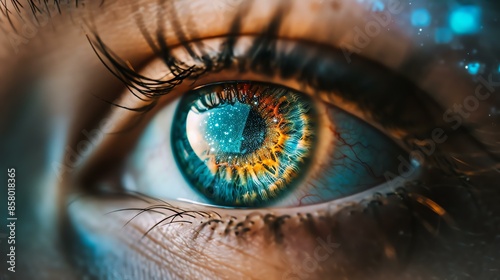 The eye is the window to the soul. This image shows the beauty and complexity of the human eye. photo