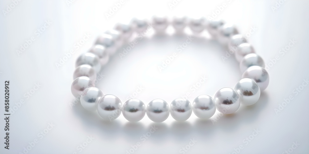 White Pearl Necklace on a White Background. Concept Jewelry, White Background, Pearl Necklace White Pearl Necklace on a White Background. Concept Jewelry, White Background, Pearl Necklace