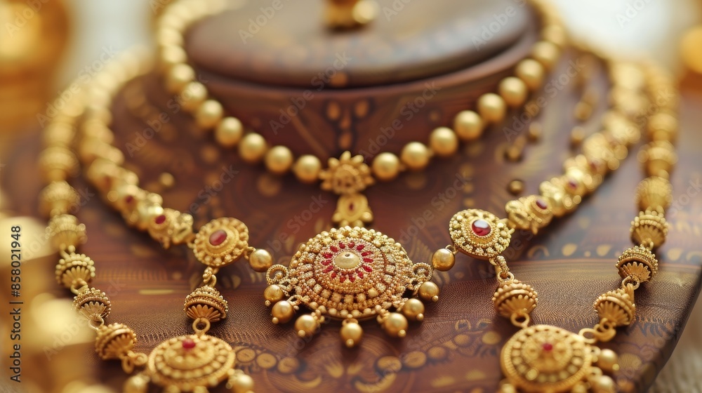 Close-up Photography of Gold Necklace Set Close-up Photography of Gold Necklace Set