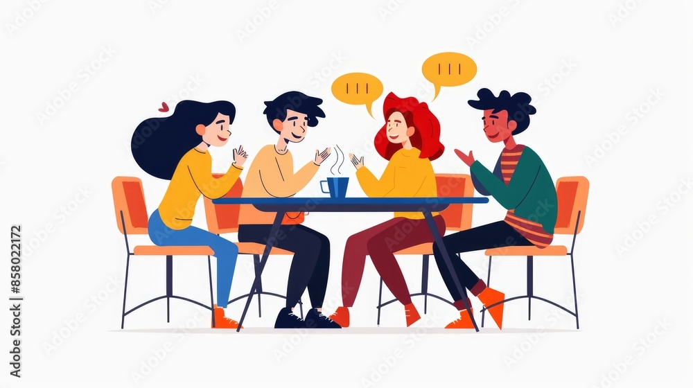 Connecting Virtually: Team Members Enjoying a Casual Coffee Break, Fostering Camaraderie in Remote Work Environment, Generative AI