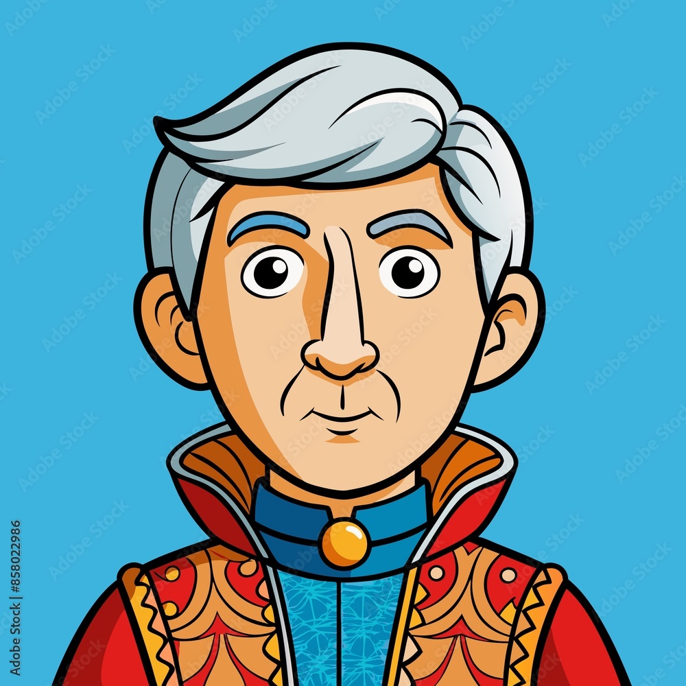 portrait of a contented and smiling gray-haired middle-aged man in a different style of clothing and coloring. suitable as an avatar, for video games and others portrait of a contented and smiling gray-haired middle-aged man in a different style of clothing and coloring. suitable as an avatar, for video games and others