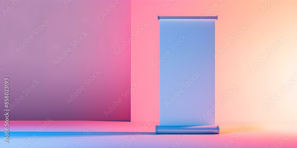 Mockup Design Empty Rollup Banner on Soft Gradient Background. Concept Mockup Design, Empty Rollup Banner, Soft Gradient Background Mockup Design Empty Rollup Banner on Soft Gradient Background. Concept Mockup Design, Empty Rollup Banner, Soft Gradient Background