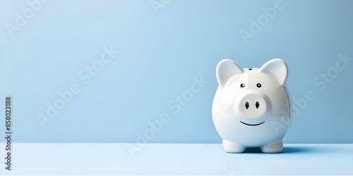 Managing finances and economy with a blue background and piggy bank symbol. Concept Personal Finance, Economic Management, Budgeting Tips, Saving Strategies, Financial Literacy