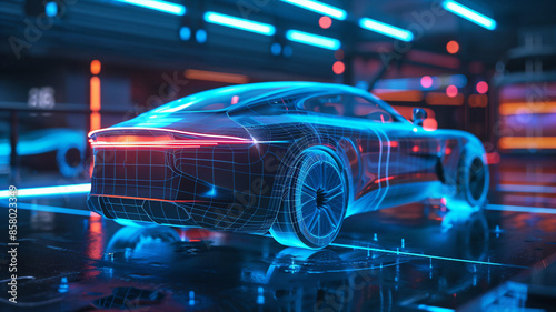 Technology chip circuit car holographic projection
