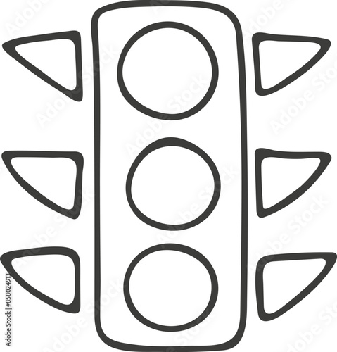 Hand drawn traffic light icon. Vector illustration, doodle style.
