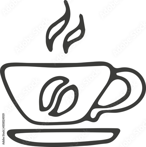 Hand drawn coffee cup icon. Vector illustration, doodle style.
