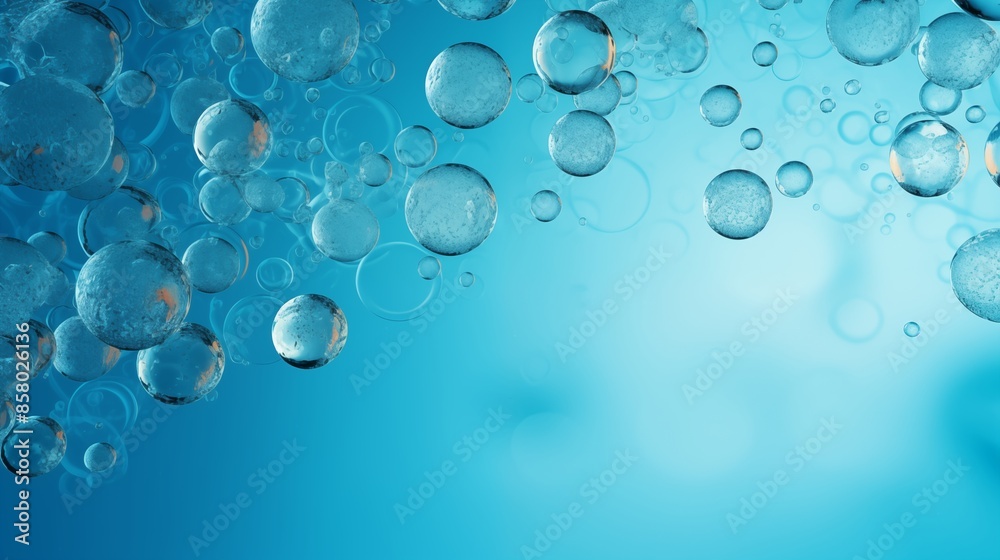 Abstract Blue Background with Floating Transparent Bubbles and Aqua Theme Abstract Blue Background with Floating Transparent Bubbles and Aqua Theme