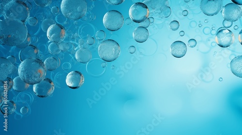Abstract Blue Background with Floating Transparent Bubbles and Aqua Theme