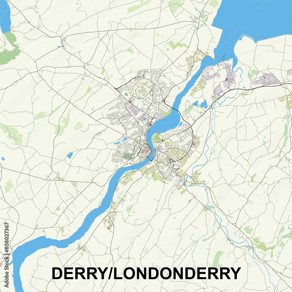 Fototapeta premium Londonderry, United Kingdom map poster art